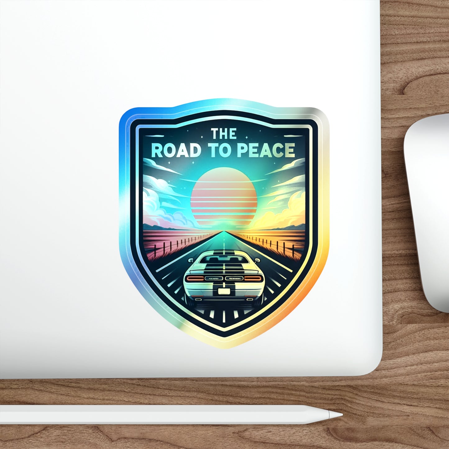 The Road to Peace Holographic Die-cut Stickers for Travelers Peace of Mind