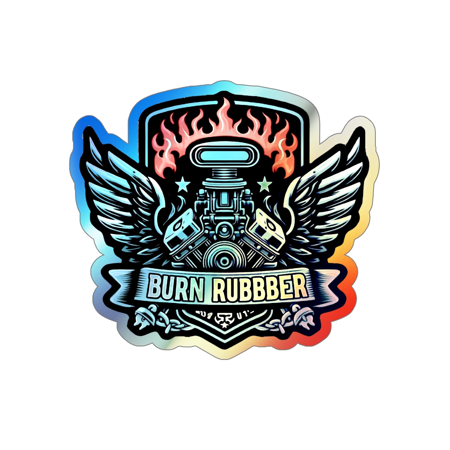 Burn Rubber Holographic Die-cut Stickers Automotive Car Fans