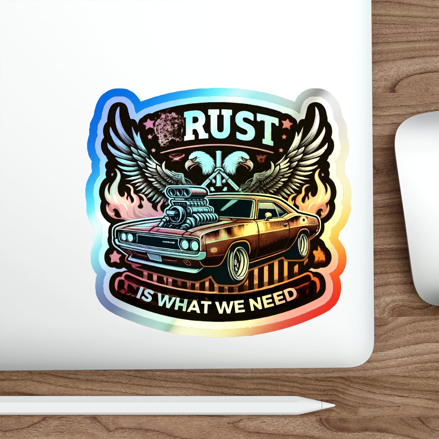 Rust is What We Need Holographic Die-cut Stickers for Mechanics and Car Fans