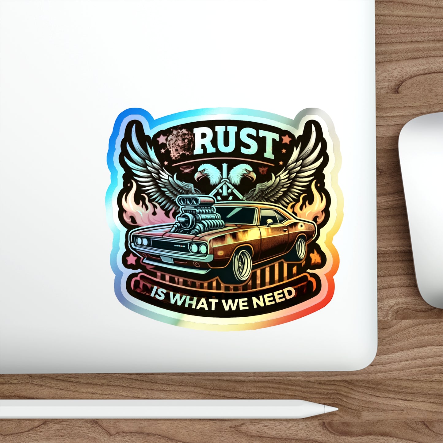 Rust is What We Need Holographic Die-cut Stickers for Mechanics and Car Fans