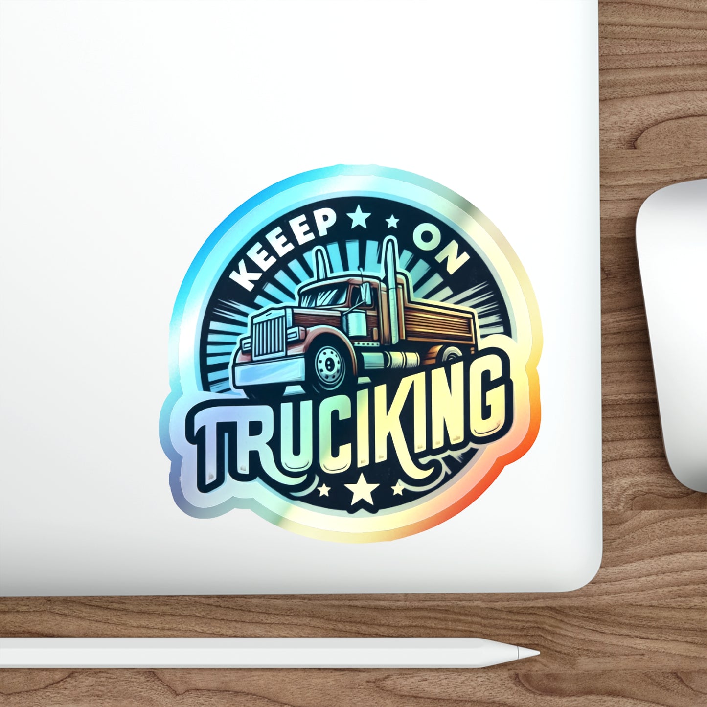 Keep on Trucking Holographic Die-cut Stickers Truckers Drivers Bumper Stickers for Car Fans