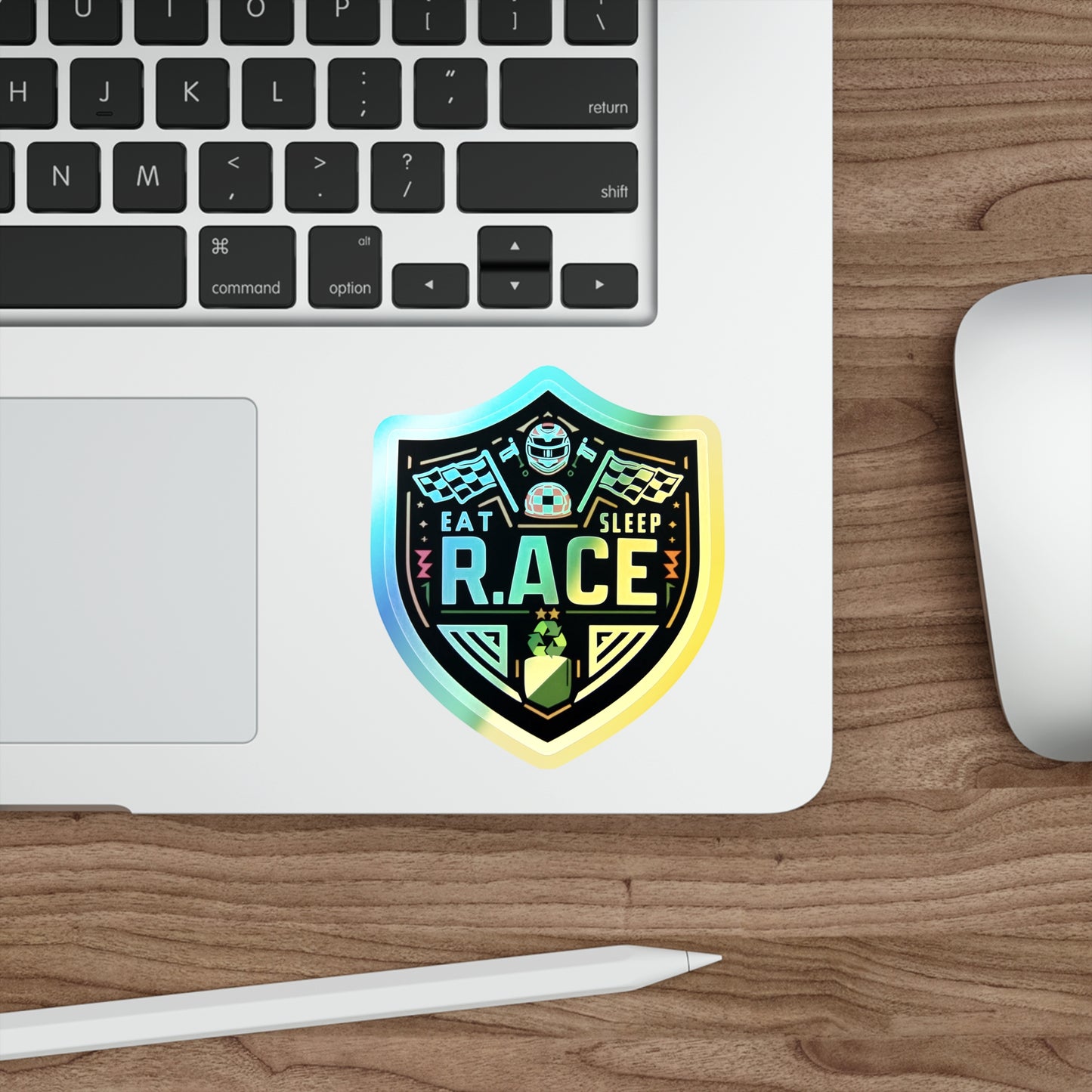 Eat, Sleep, Race, Repeat Holographic Die-cut Stickers for Fast Track Racers