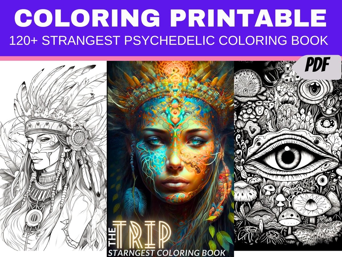 120+ Trippy Psychedelic Trip Coloring Book Digital Download Coloring Pages Psychedelic Journey - Gleznukalns Creative