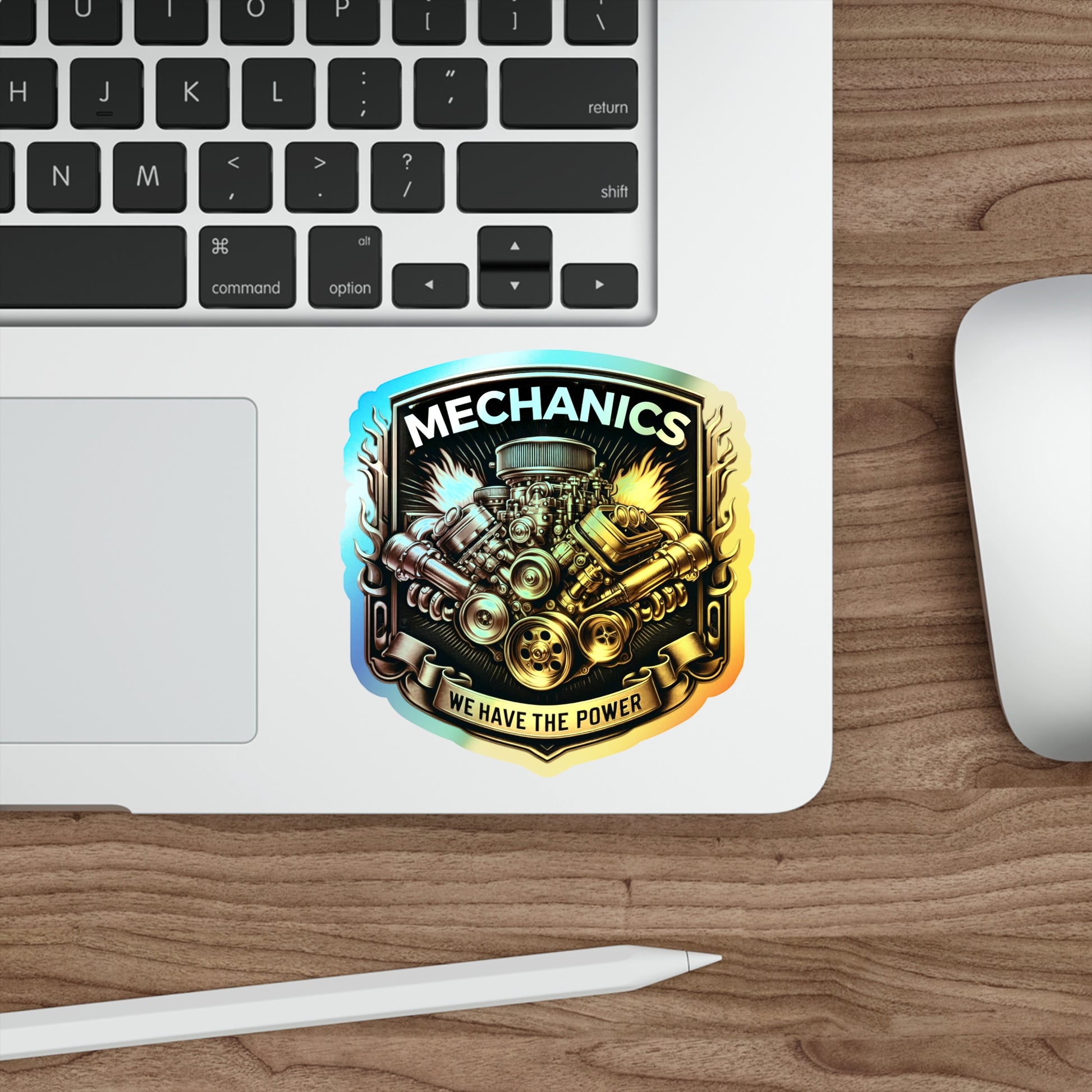 Mechanics We Have The Power Holographic Die-cut Stickers for Cool Mechanics - Gleznukalns Creative