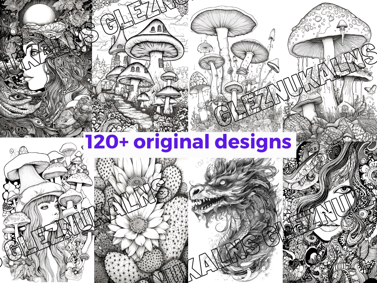 120+ Trippy Psychedelic Trip Coloring Book Digital Download Coloring Pages Psychedelic Journey - Gleznukalns Creative