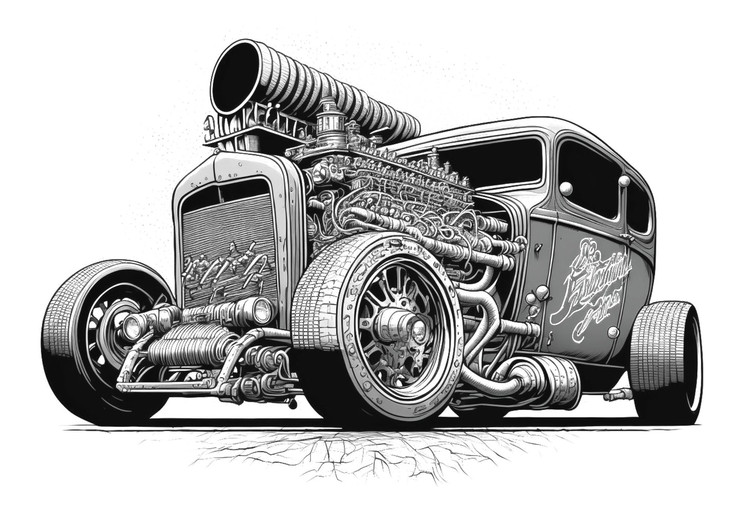 Hot Rod Cars Coloring Book Digital Printable PDF