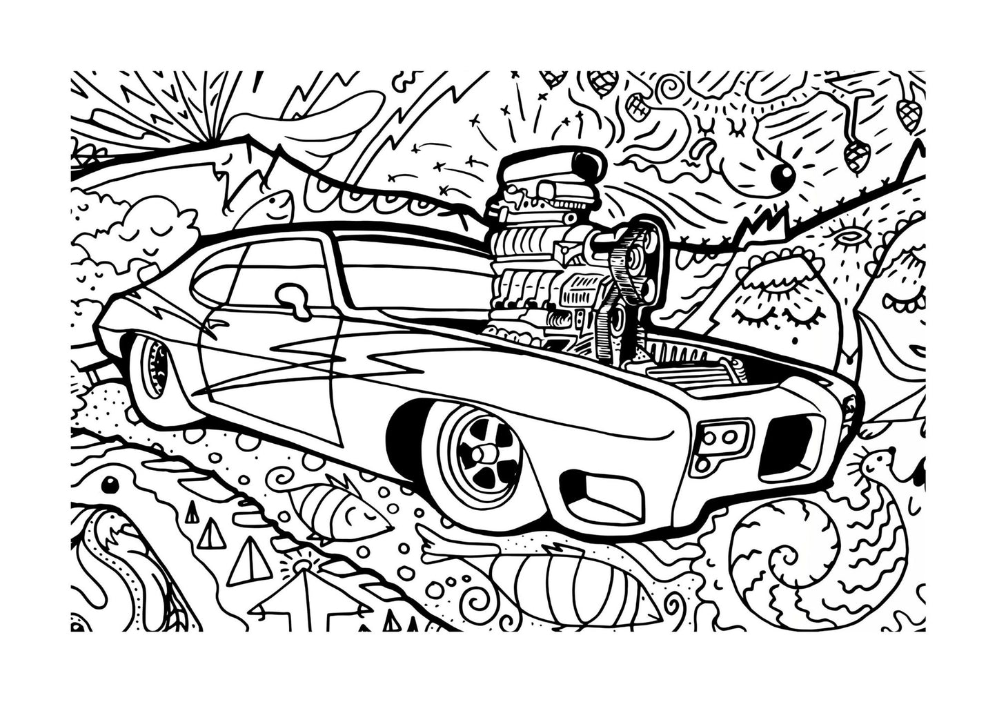 Muscle Car Coloring Book RPM SERIES Digital Download Printable PDF - Gleznukalns Creative