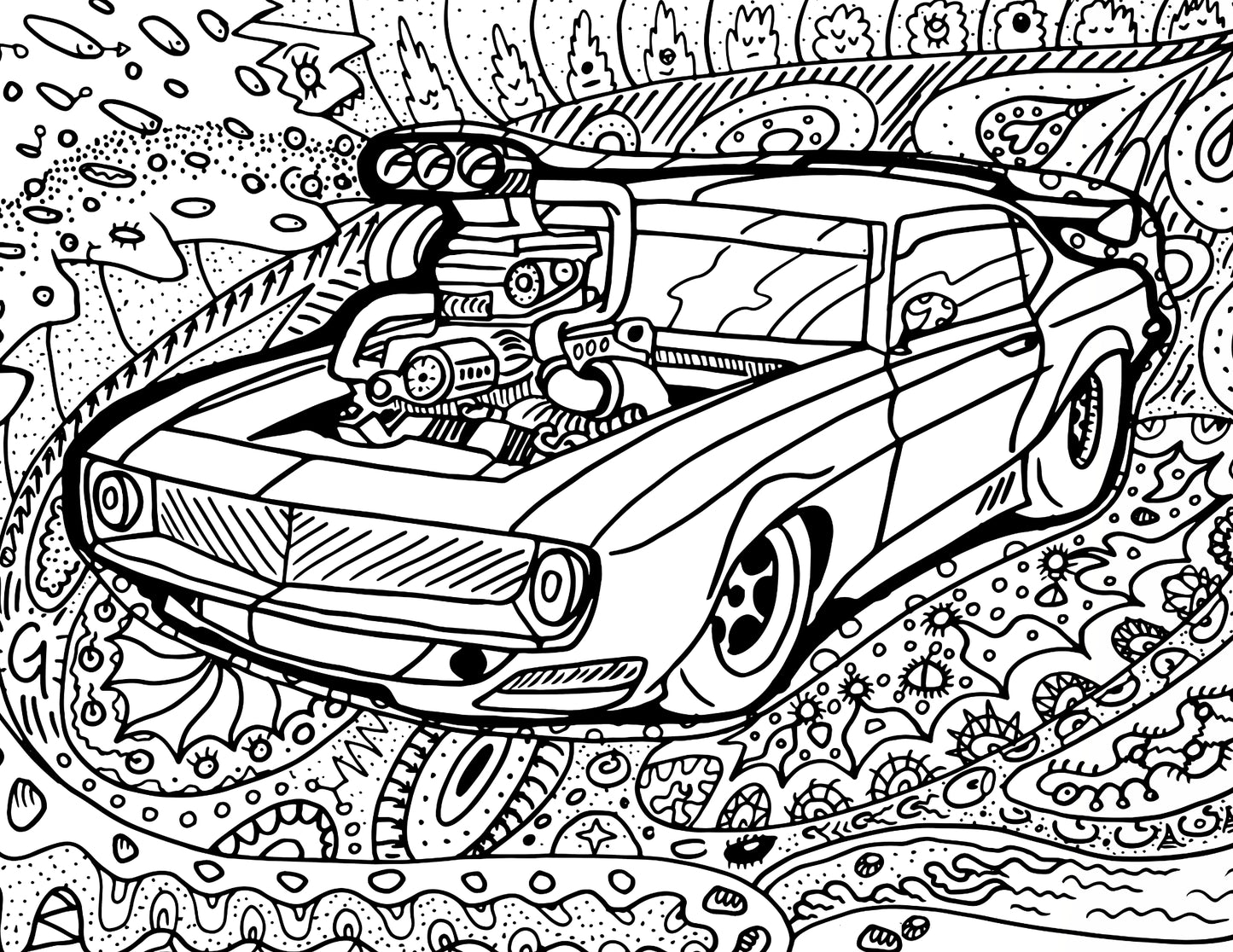 Muscle Car Coloring Pages 33 Detailed Designs Digital Download Printable Adult Coloring Book PDF - Gleznukalns Creative