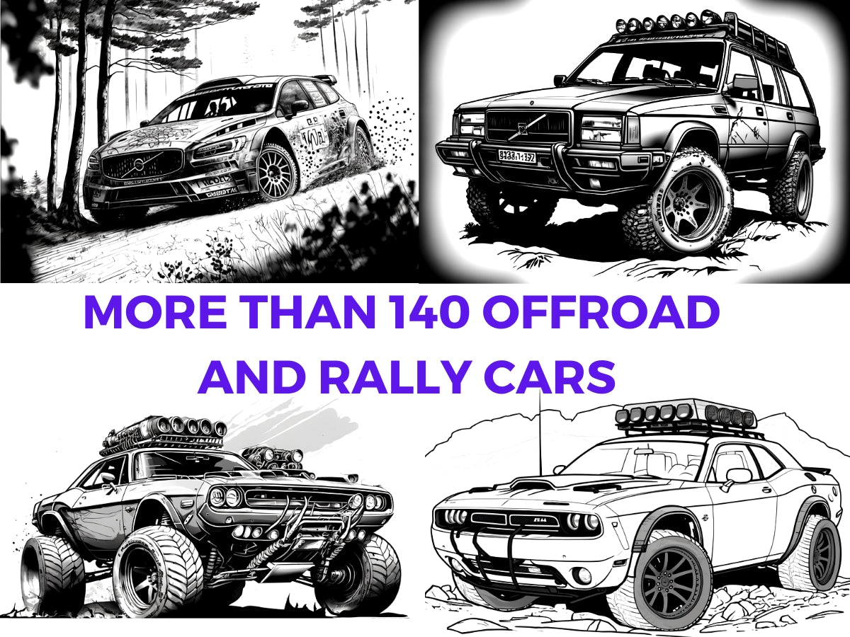 Offroad Adventure Rally Cars Coloring Pages Digital Download Coloring Book Offroad Vehicles