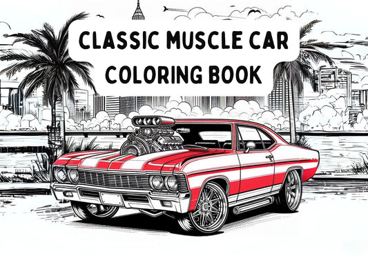 Classic Muscle Car Coloring Book Digital Download Printable PDF 30+ Designs