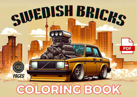 120+ pages of PDF Coloring Book Swedish Bricks Swedish Cars Printables PDF