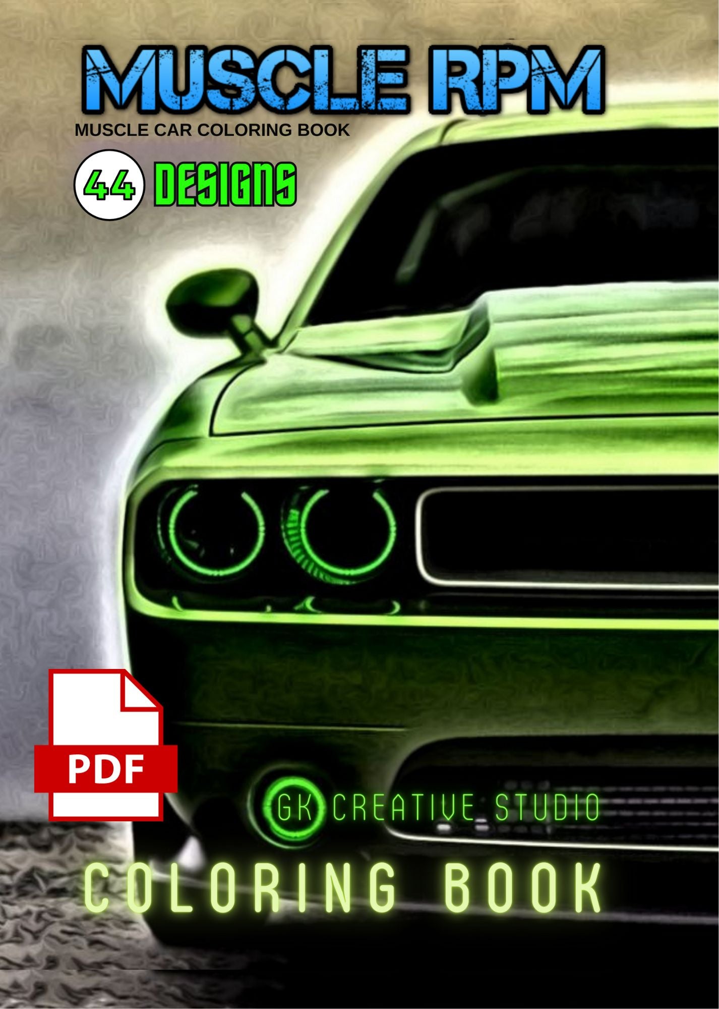 Muscle Car Coloring Book RPM SERIES Digital Download Printable PDF - Gleznukalns Creative