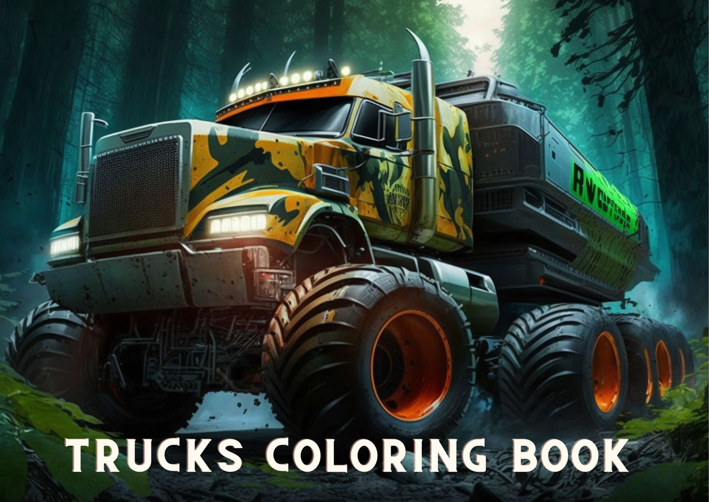 Trucks and Buses Coloring Book Digital Download Printable PDF