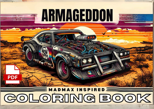 Mad Max inspired ARMAGEDDON Coloring Book PDF digital Printable 110+ pages