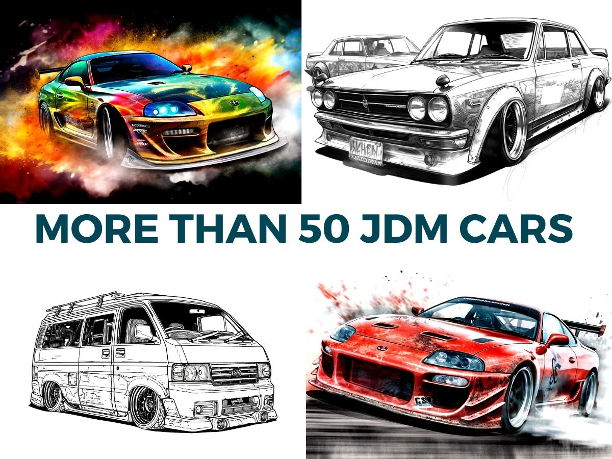 180+ JDM Cars Coloring Book Digital Download Coloring Book Japan's Domestic Market Nostalgic JDM Printable Coloring Pages - Gleznukalns Creative