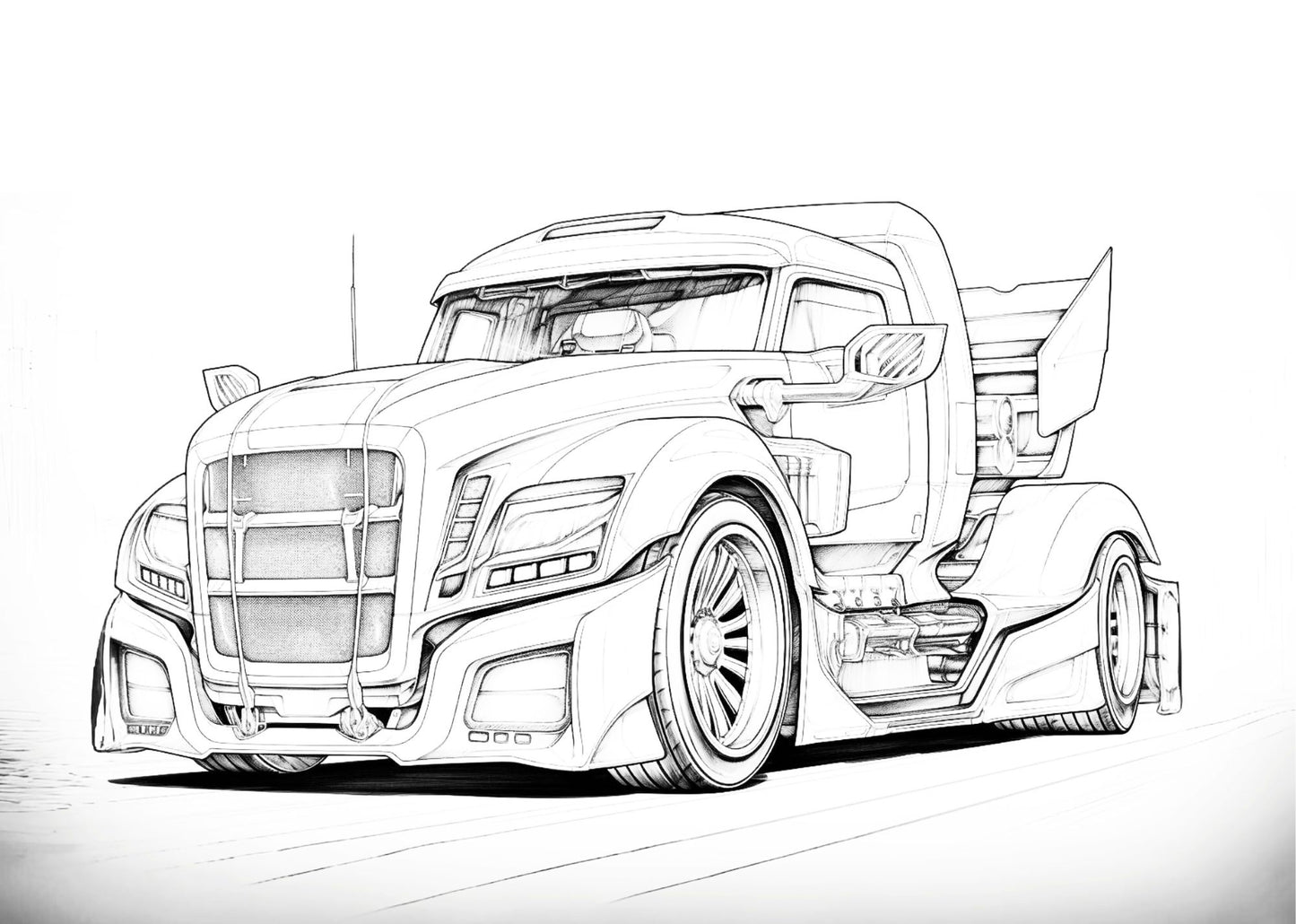 PDF of Semi Trucks Coloring Book RPM-5 Digital Download Printable PDF 70+ Designs