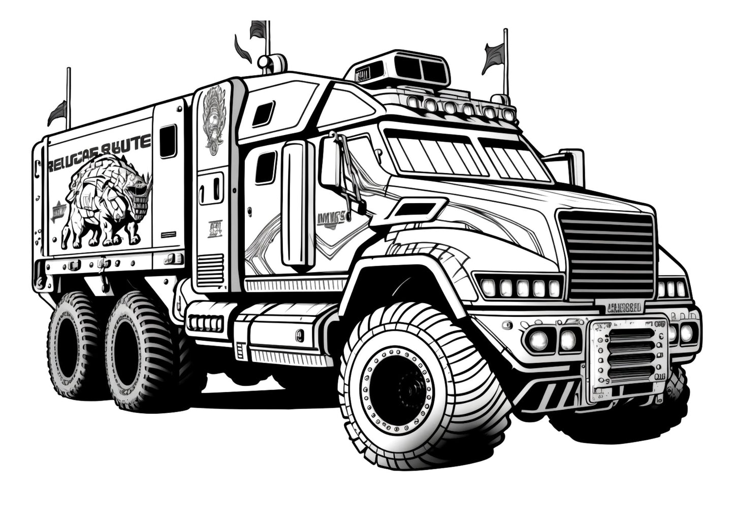 Trucks and Buses Coloring Book Digital Download Printable PDF