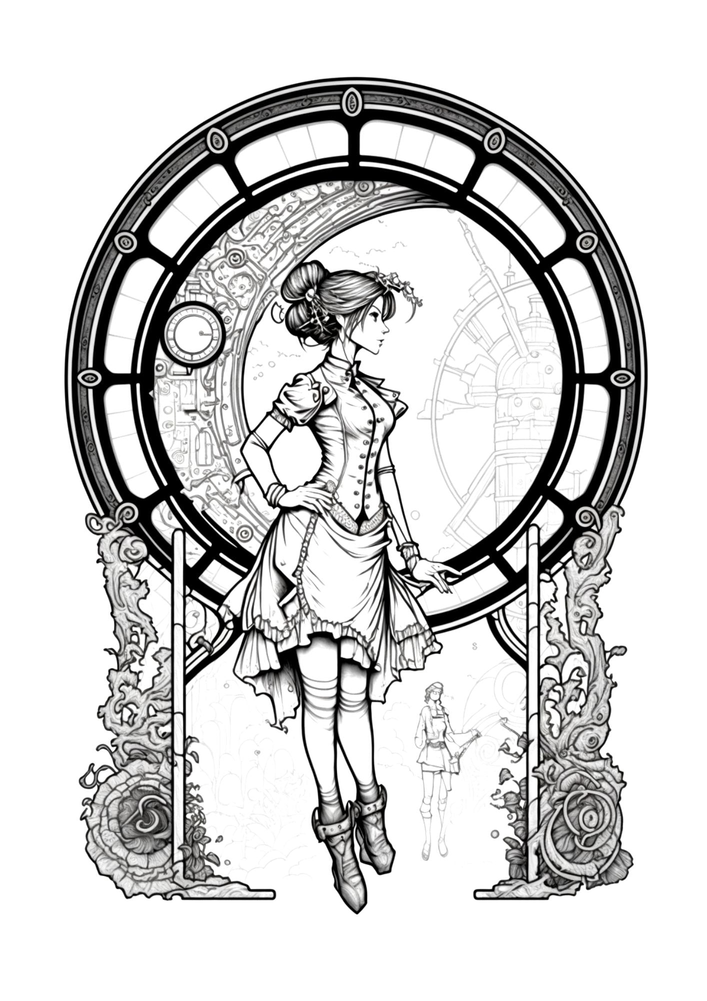 Steampunk Coloring Pack PDF Digital Download Printables