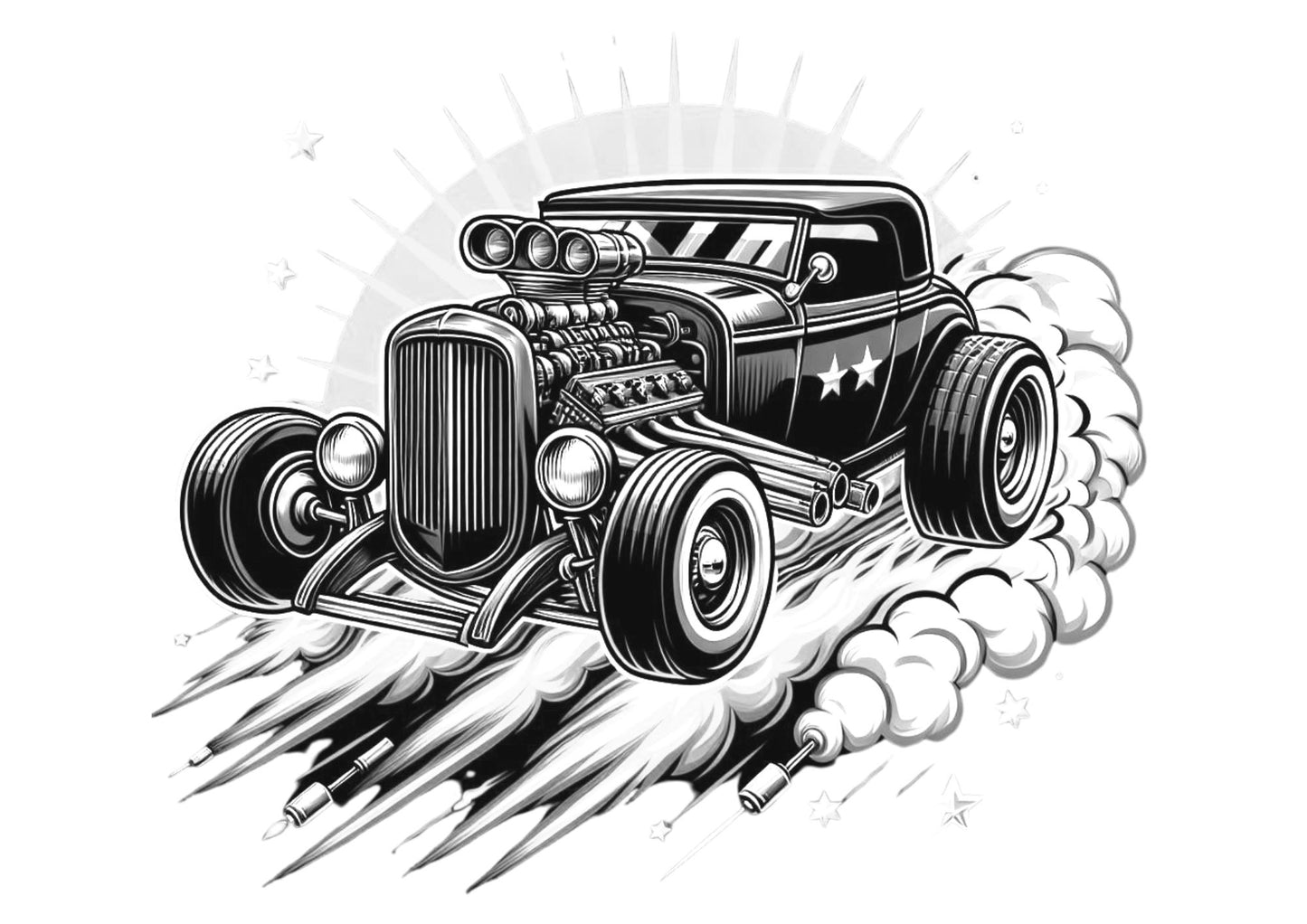 Hot Rod Cars Coloring Book Digital Printable PDF