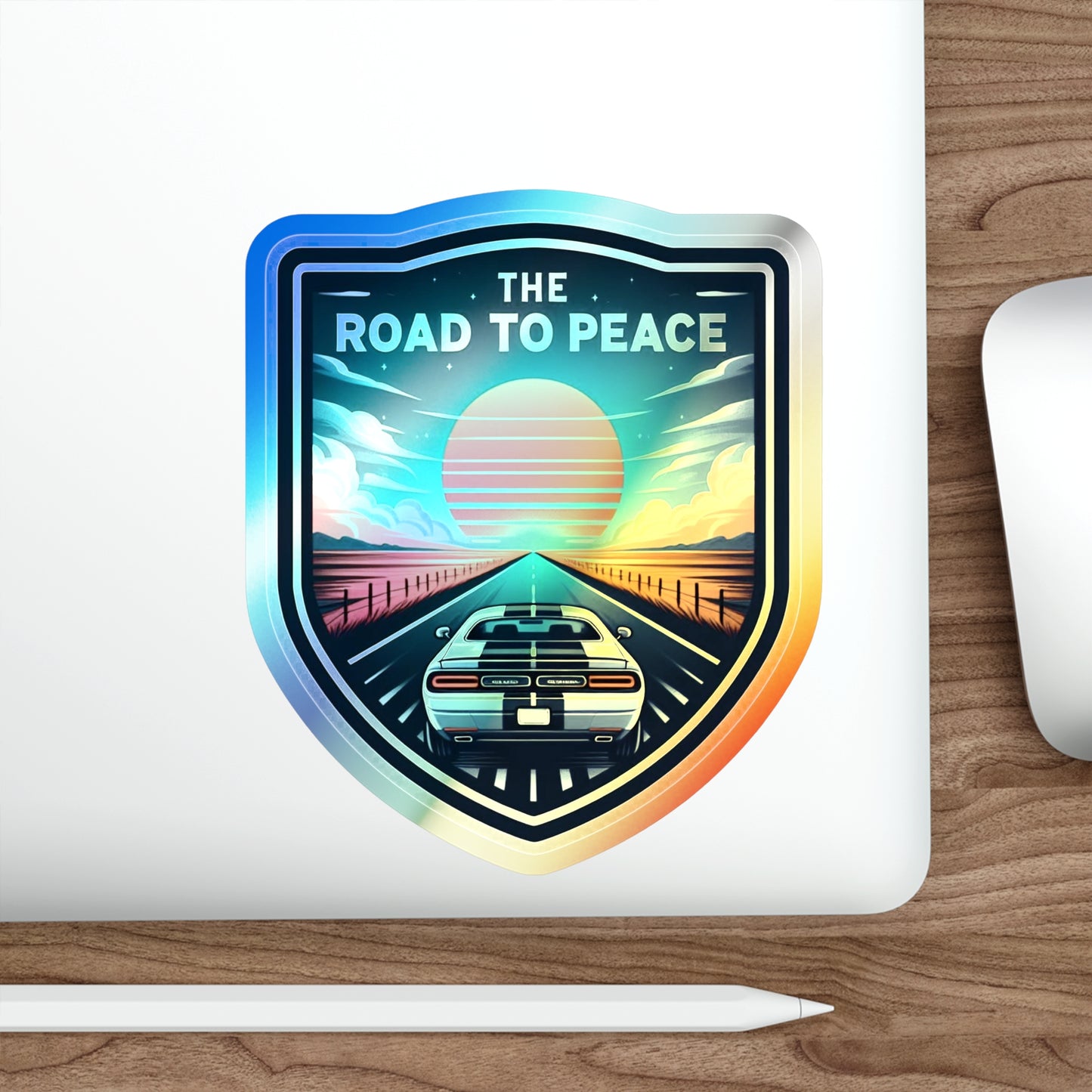 The Road to Peace Holographic Die-cut Stickers for Travelers Peace of Mind