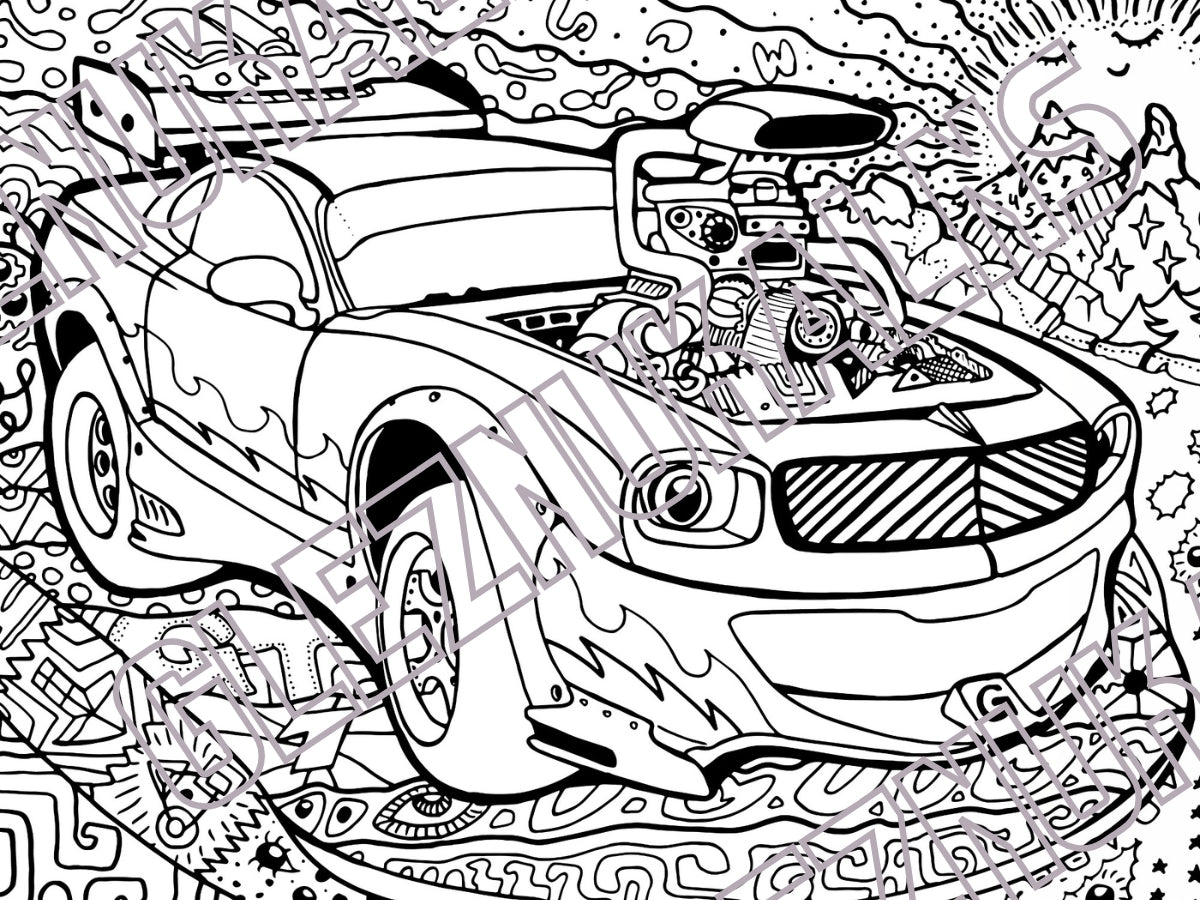 Muscle Car Coloring Pages 33 Detailed Designs Digital Download Printable Adult Coloring Book PDF - Gleznukalns Creative