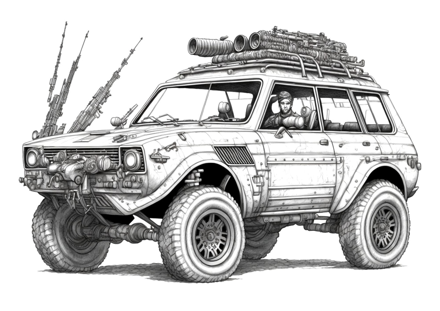 Mad Max inspired ARMAGEDDON Coloring Book PDF digital Printable 110+ pages