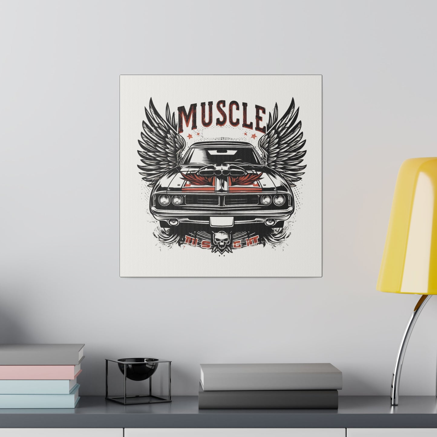 Muscle Car with Wings, Matte Canvas, Stretched, gift for Gearhead