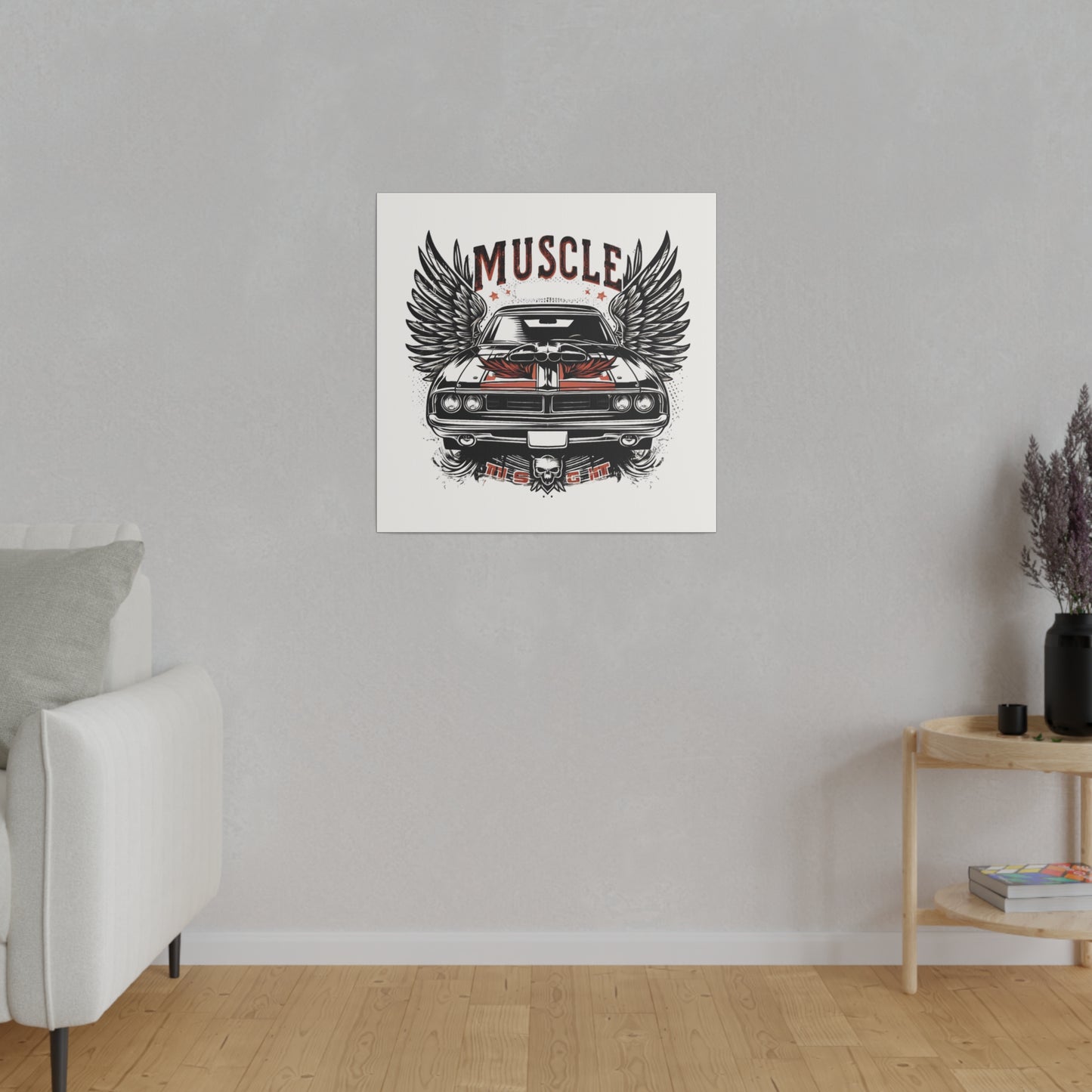 Muscle Car with Wings, Matte Canvas, Stretched, gift for Gearhead