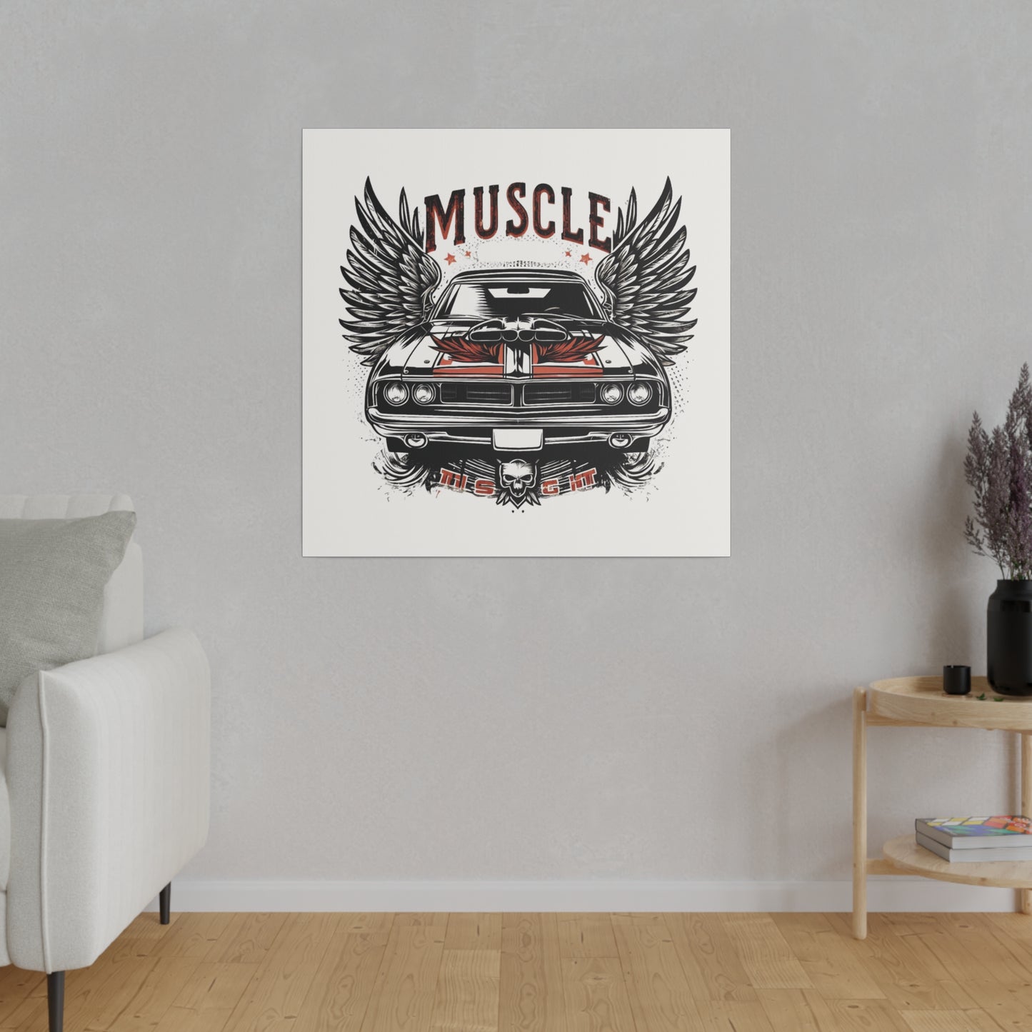 Muscle Car with Wings, Matte Canvas, Stretched, gift for Gearhead