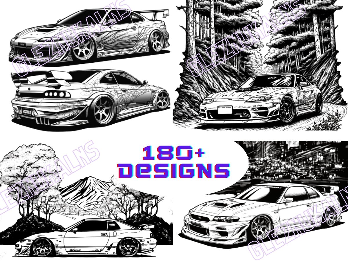 180+ JDM Cars Coloring Book Digital Download Coloring Book Japan's Domestic Market Nostalgic JDM Printable Coloring Pages - Gleznukalns Creative