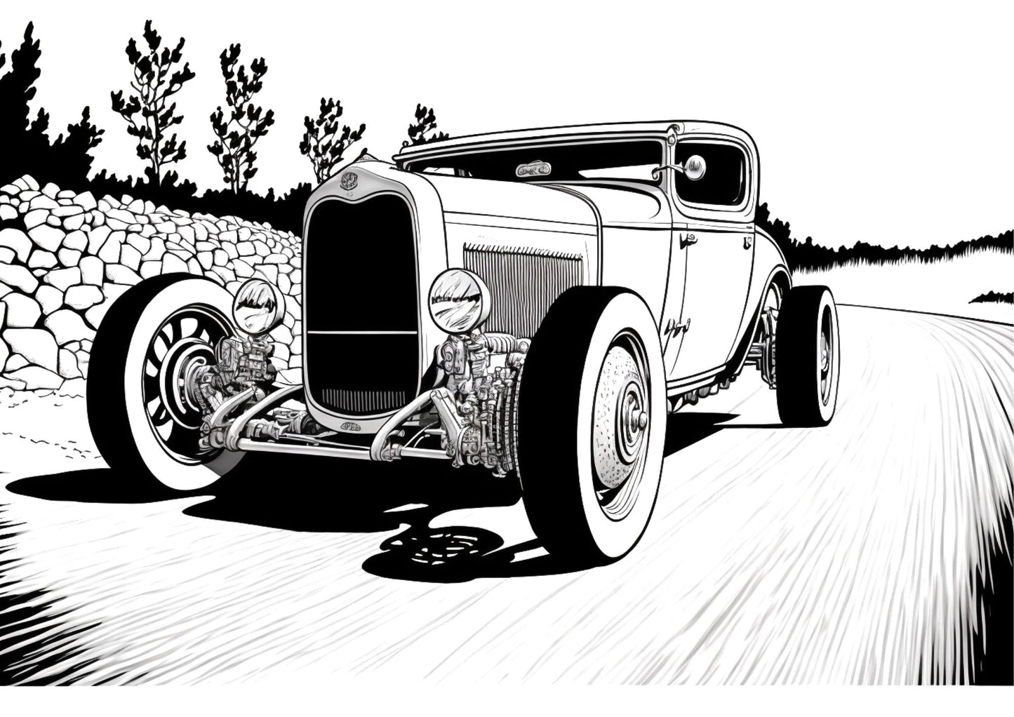 Hot Rod Cars Coloring Book Digital Printable PDF