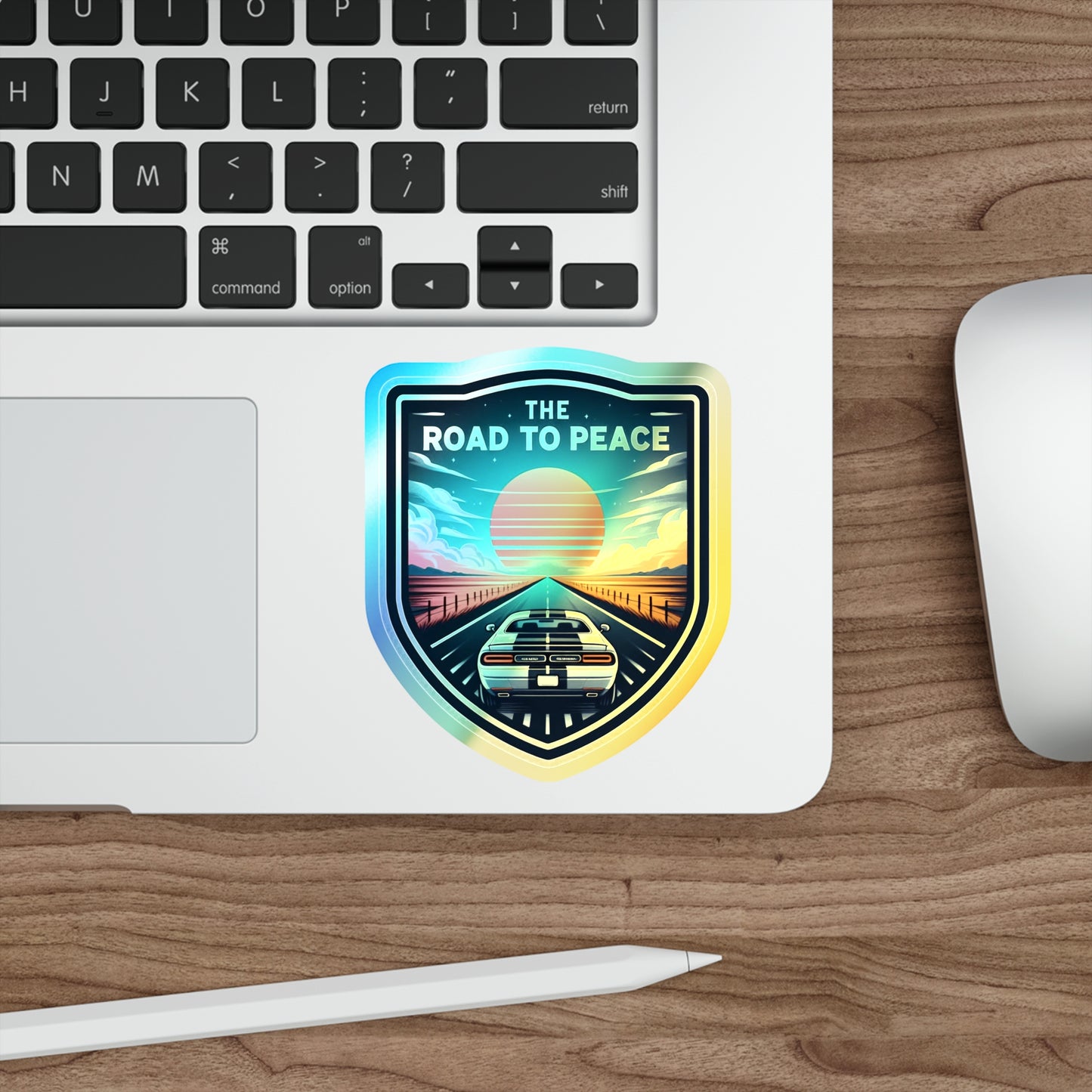 The Road to Peace Holographic Die-cut Stickers for Travelers Peace of Mind