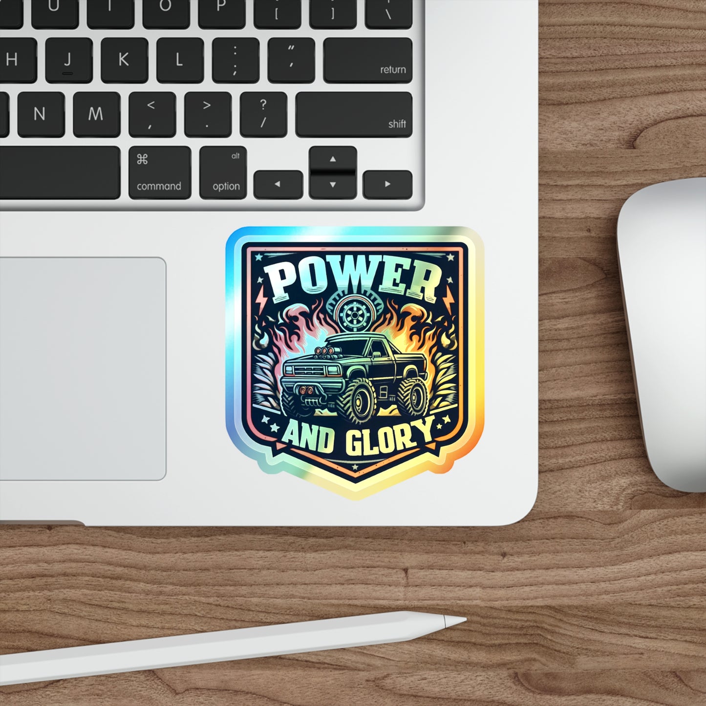 Power and Glory Holographic Die-cut Stickers for Enthusiastic Pickup Truck fans