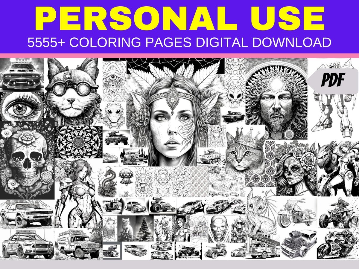 Mega Coloring Bundle of 5555+ Coloring Pages for Private Use Digital Download - Gleznukalns Creative