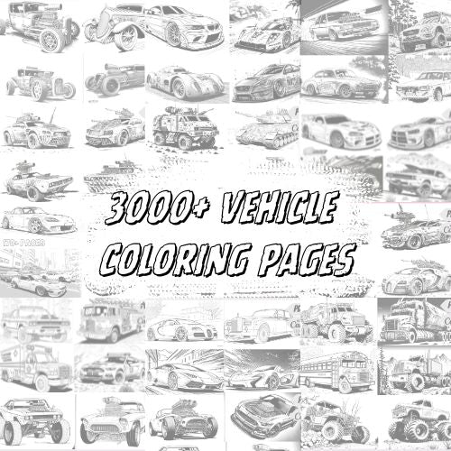 RPM SERIES Coloring Book Bundle with 3000+ Vehicle Designs