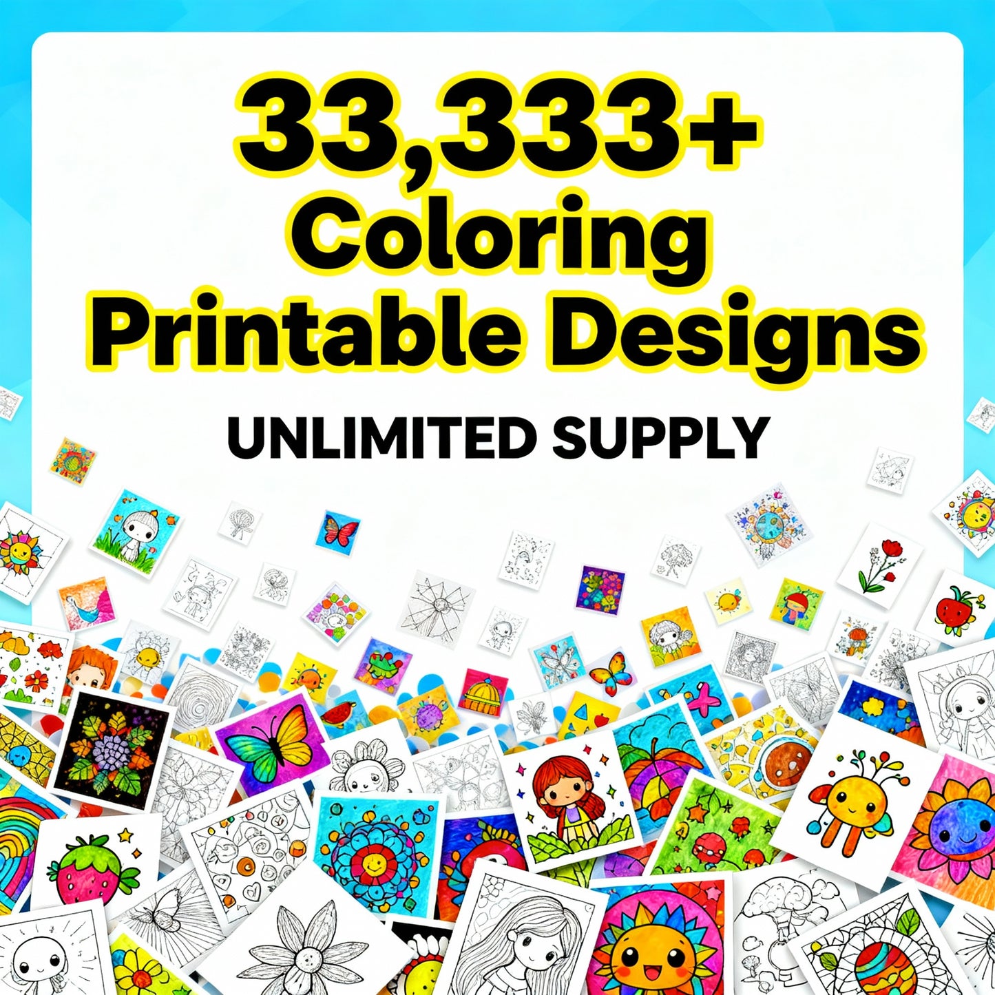 Ultimate Mega Pack of 33,333 Printable Coloring Pages - Instant PDF Download for All Ages