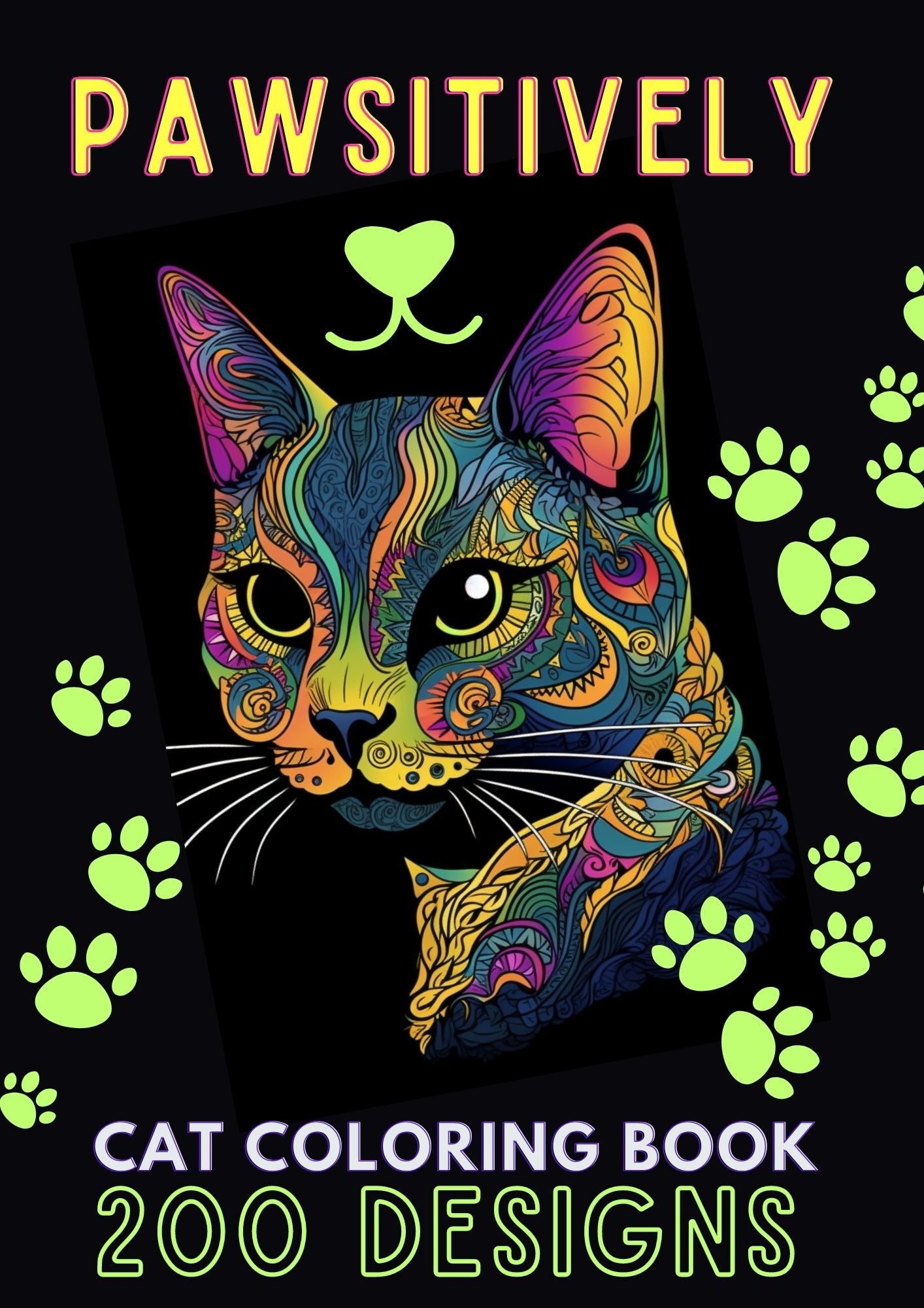 200 Cat Coloring Book Digital Download Pawsitively Cats Coloring Pages Cute cats - Gleznukalns Creative