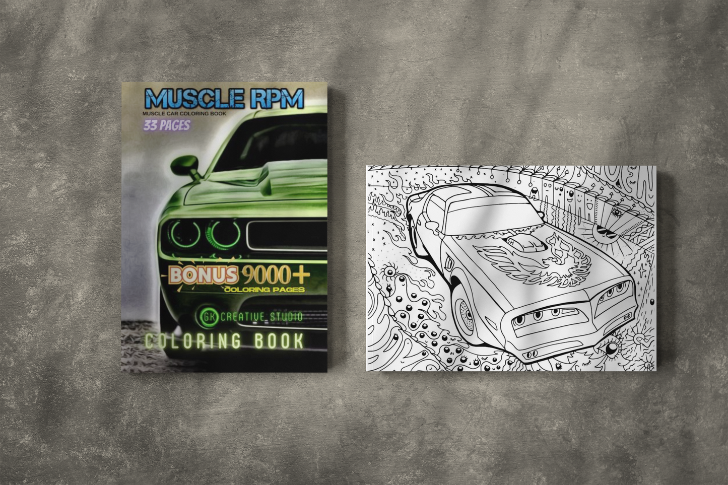 Muscle Car Coloring Book RPM SERIES with a Gift of 8555+ Coloring Designs