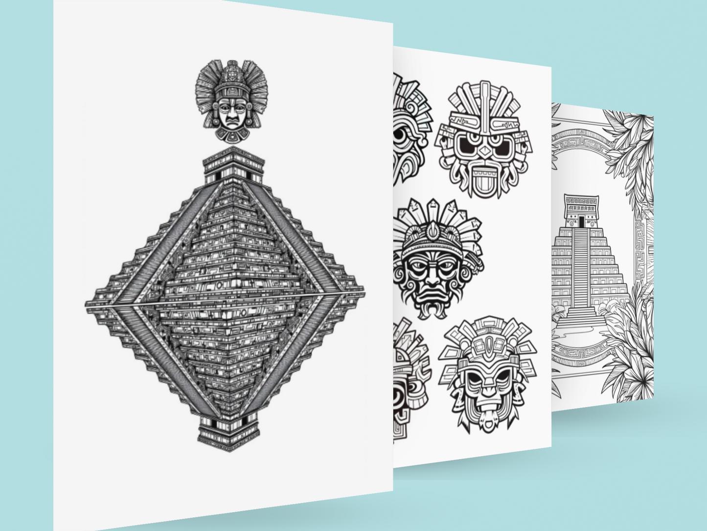 AZTECS  Coloring Book with a gift of 8555+ Coloring Printable Designs