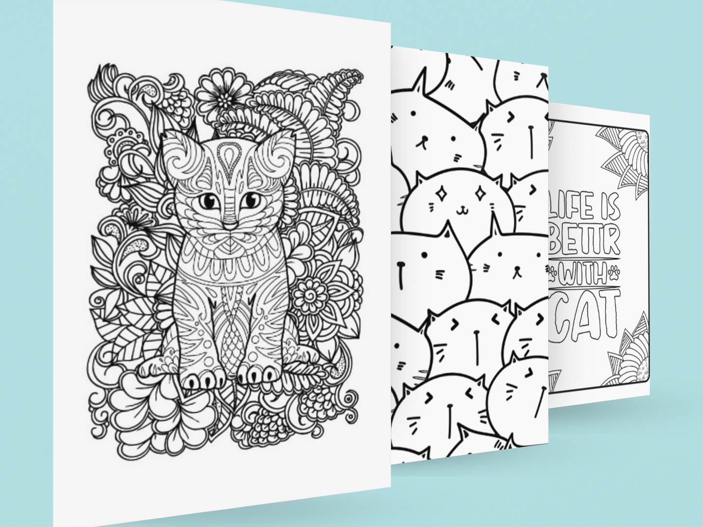 Purrfectly Cats Coloring Book with a gift of 8555+ Coloring Printable Designs